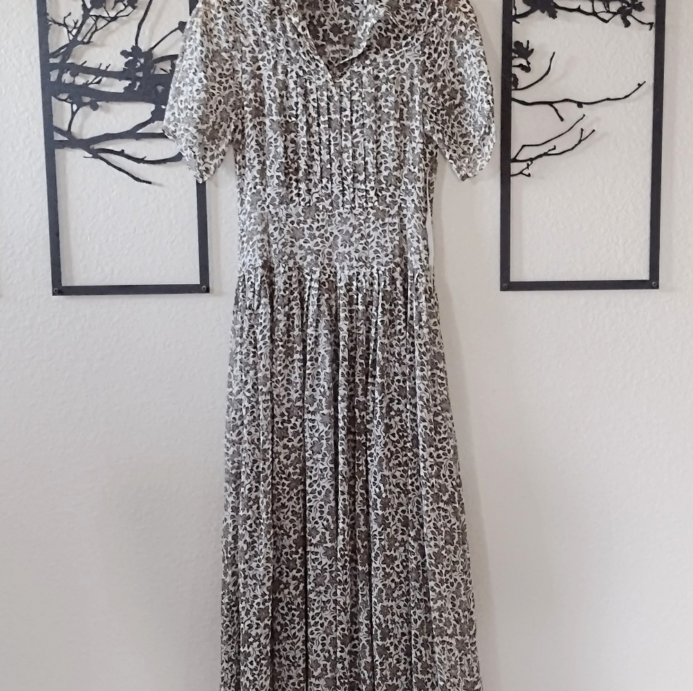 Christy Dawn Winslet Dress Jasmine Rye Brown Cream Floral Print 100% Silk Size S - Picture 2 of 15